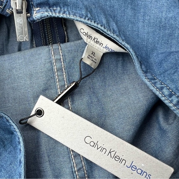 Calvin Klein Soft Denim Blue Mini Dress with pockets Women’s XL - Picture 8 of 9